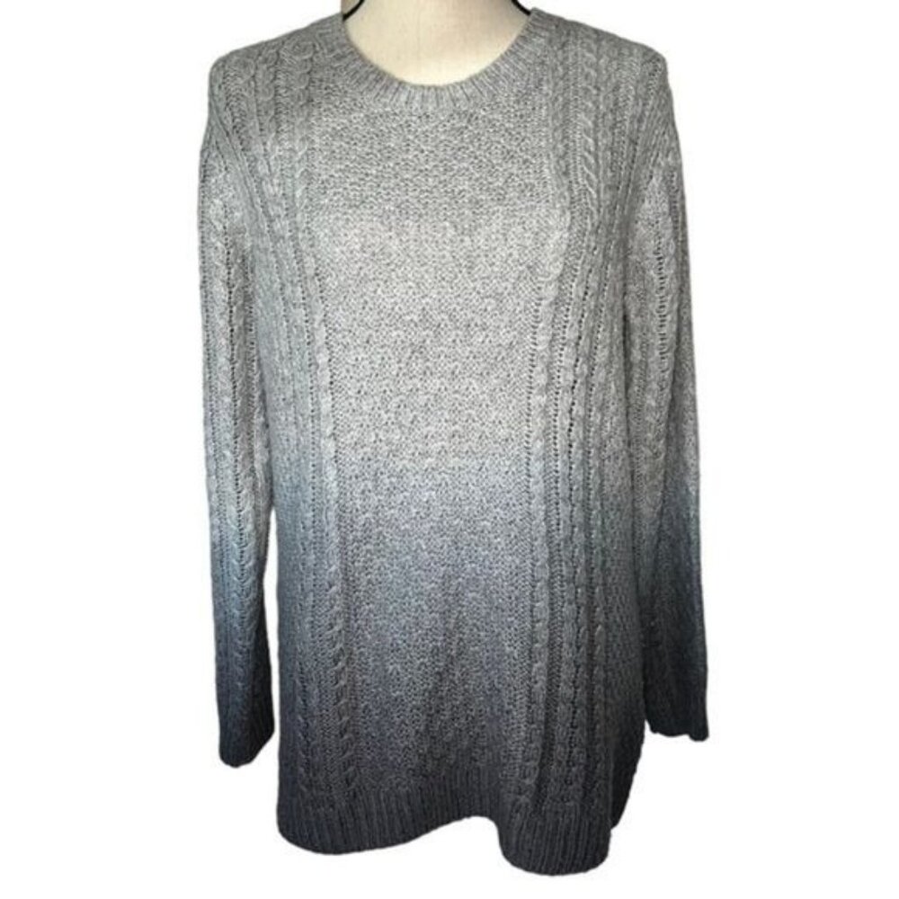 Topshop Womens Cable Knit Ombre Sweater Gray Long Sleeve Size US 10 UK 14